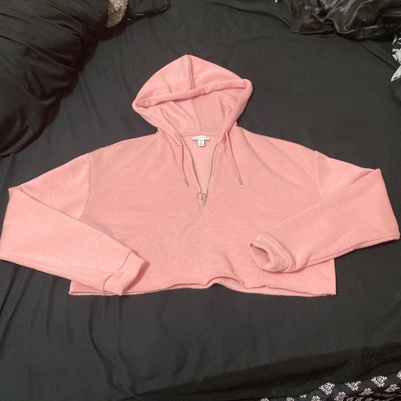 Pink Topshop Crop Front Zip Sweater - Picture 1 of 3